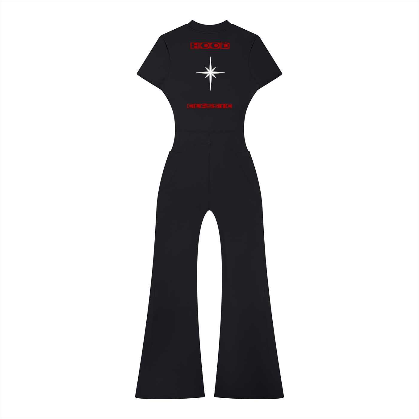 Hood Classic Flared Leg Quarter-Zip Jumpsuit