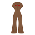 Hood Classic Flared Leg Quarter-Zip Jumpsuit