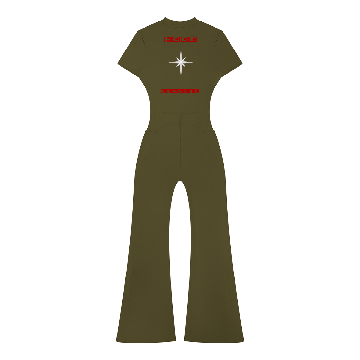 Hood Classic Flared Leg Quarter-Zip Jumpsuit