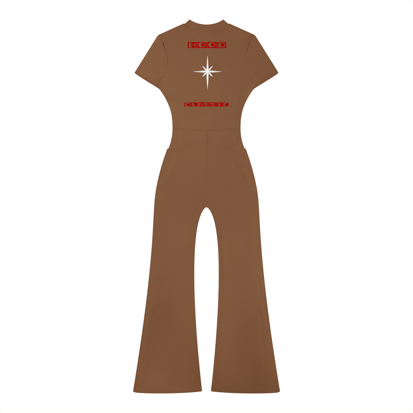 Hood Classic Flared Leg Quarter-Zip Jumpsuit