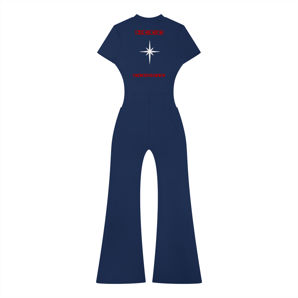 Hood Classic Flared Leg Quarter-Zip Jumpsuit