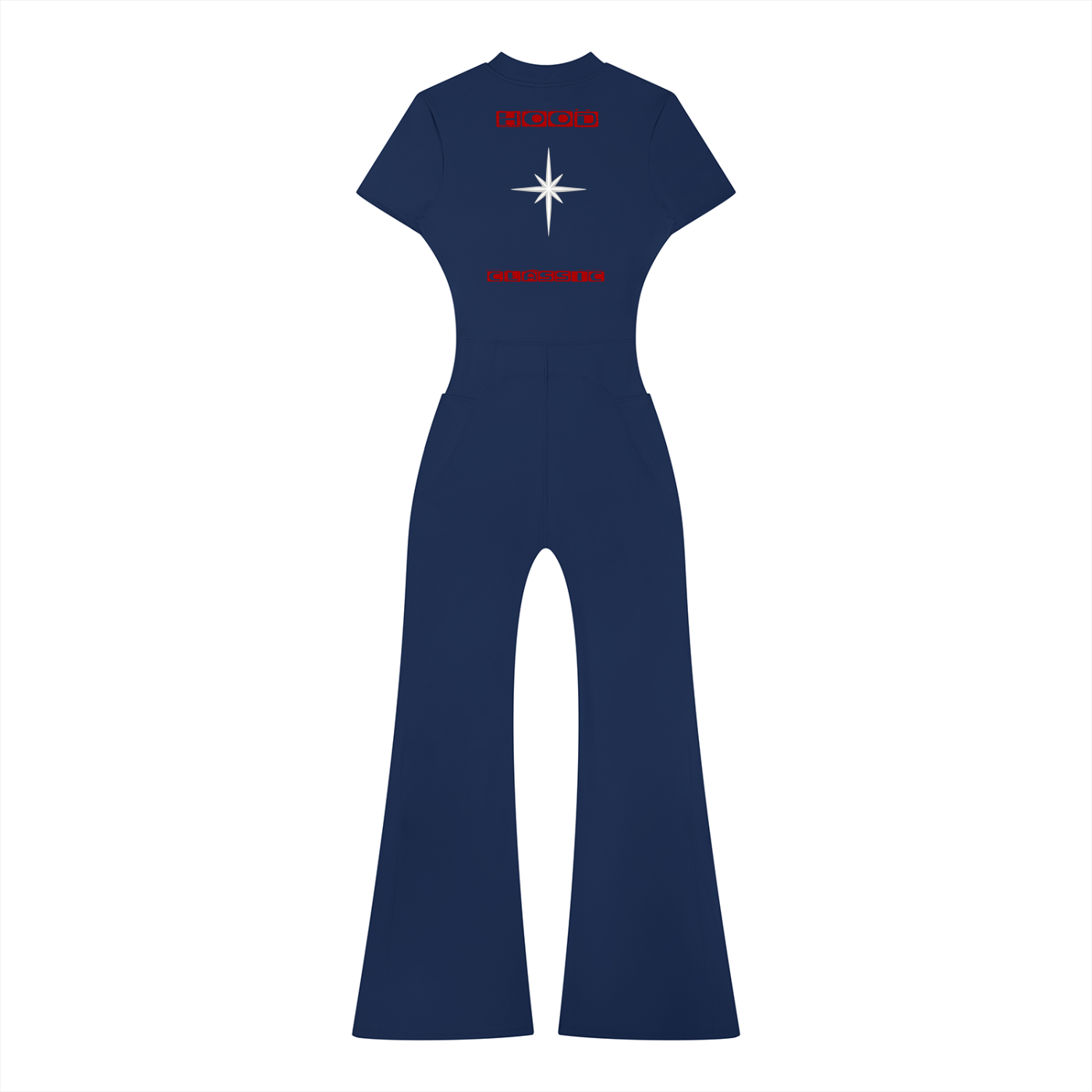Hood Classic Flared Leg Quarter-Zip Jumpsuit
